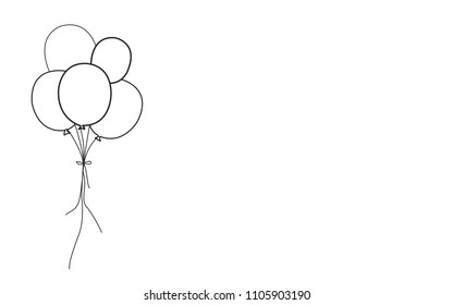 Balloons thin line isolated on white background. Trendy balloons for web site, poster,placard,print material and mobile app. Creative art for greeting cards, modern drawing concept,vector illustration