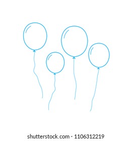 Balloons thin line isolated on white background. Trendy balloons for web site, poster,placard,print material and mobile app. Creative art for greeting cards, modern drawing concept,vector illustration