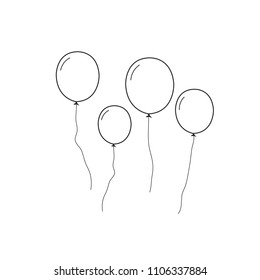 Balloons thin line isolated on white background. Trendy balloons for web site, poster,placard,print material and mobile app. Creative art for greeting cards, modern drawing concept,vector illustration