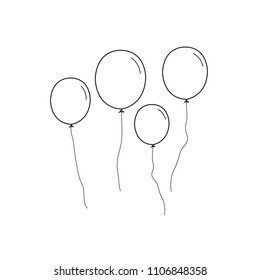 Balloons thin line isolated on white background. Trendy balloons for web site, poster,placard,print material and mobile app. Creative art for greeting cards, modern drawing concept,vector illustration