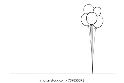 Balloons thin line isolated on white background. For web site, poster, placard, print material and mobile app. Creative art for greeting cards, modern drawing concept, vector illustration