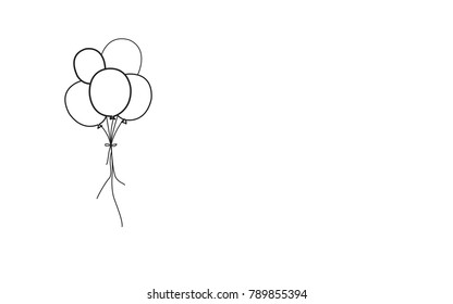 Balloons thin line isolated on white background. For web site, poster, placard, print material and mobile app. Creative art for greeting cards, modern drawing concept, vector illustration