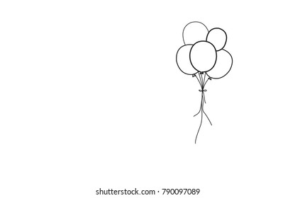 Balloons thin line isolated on white background. For web site, poster, placard, print material and mobile app. Creative art for greeting cards, modern drawing concept, vector illustration