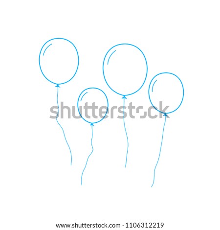 Balloons thin line isolated on white background. Trendy balloons for web site, poster,placard,print material and mobile app. Creative art for greeting cards, modern drawing concept,vector illustration