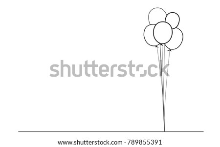 Balloons thin line isolated on white background. For web site, poster, placard, print material and mobile app. Creative art for greeting cards, modern drawing concept, vector illustration