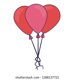 Balloons tied and flying