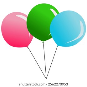 balloons tied together with a pink ribbon. The balloons are pink, light pink, and blue. A pink ribbon bow holds the strings of the balloons together suitable for celebrations or festive occasions.