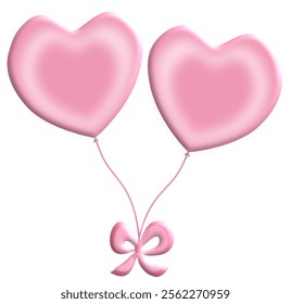 balloons tied together with a pink ribbon. The balloons are pink, light pink, and blue. A pink ribbon bow holds the strings of the balloons together suitable for celebrations or festive occasions.