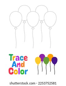 Balloons tracing worksheet for kids