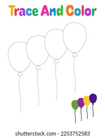 Balloons tracing worksheet for kids