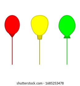 luz de los globos, verde rojo amarillo. Para una fiesta, el paisaje, para un color de cumpleaños aislado en un fondo blanco