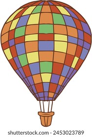 Balloons travel sky transport graphics hand drawn coloring clouds nature dreams lightness on a white background set