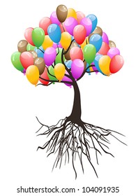 balloons tree for happy holiday