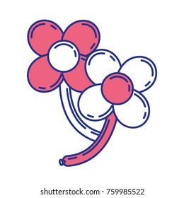 balloons in two flowers shape with petals and stem