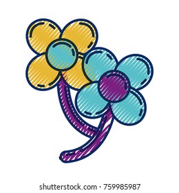 balloons in two flowers shape with petals and stem