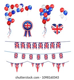 Balloons and Union Jack flag svg