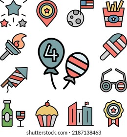 Balloons USA 4th July icon in a collection with other items
