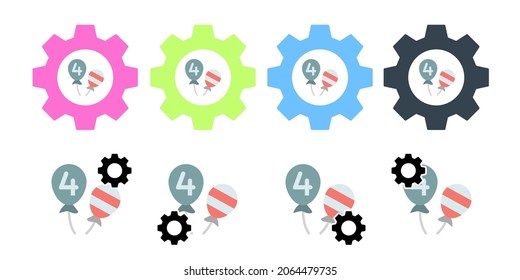 Balloons usa 4th july vector icon in gear set illustration for ui and ux, website or mobile application