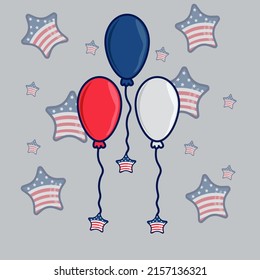 Globos con vector de bandera de ee.uu. e ilustración
