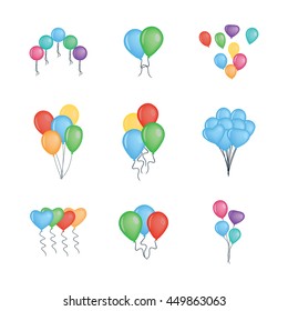 Balloons vector collection isolated on white background. Eps10. Colorful bunch of balloons for party and celebrations. Vector illustration.