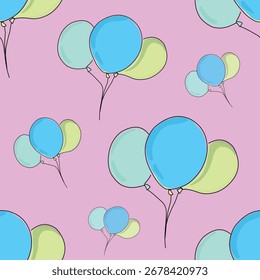 Diseño de ilustración de doodle de Vector de globos 
