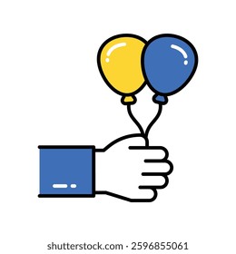 Balloons vector filled outline icon. EPS 10 file