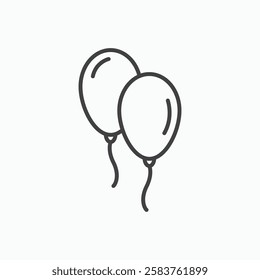 Balloons vector icon isolated in black line