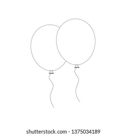 Balloons vector icon isolated on white background. Thin line balloons icon in flat style. Useful for party poster, greeting and wedding card. Vector illustration 