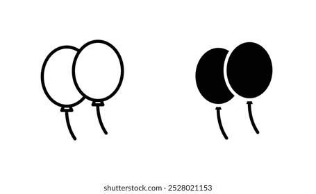 Balloons vector icon set in black and white color.