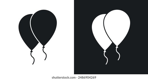 Balloons vector icon set in solid black and white color