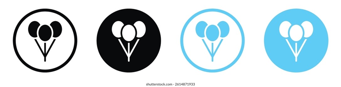 Balloons vector icons in black and blue colors