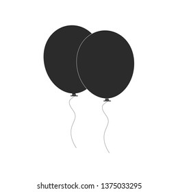 Balloons vector icons isolated on white background. Black balloons icon in flat style. Useful for party poster, birthday greeting and wedding card. Vector illustration 