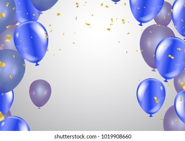 balloons, vector illustration. Confetti and ribbons, Celebration background template with. explosion in center on a white background