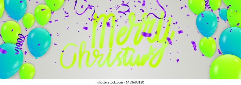 balloons, vector illustration. Confetti and ribbons, Celebration background template