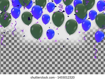 balloons, vector illustration. Confetti and ribbons, Celebration background template with