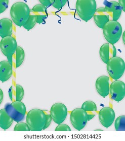 balloons, vector illustration. Confetti and ribbons, Celebration background template with