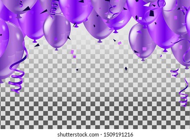 balloons, vector illustration. Confetti and ribbons, Celebration background template with