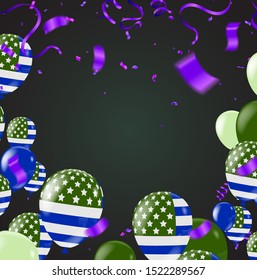 balloons, vector illustration. Confetti and ribbons, Celebration background template with