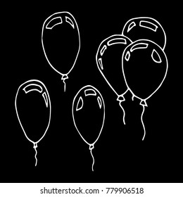 Balloons vector illustration. Doodle style. Design, print, decor, textile, paper