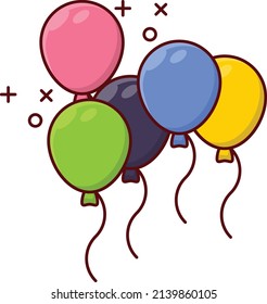 balloons Vector illustration on a transparent background.Premium quality symmbols. vector line flat  icon for concept and graphic design.