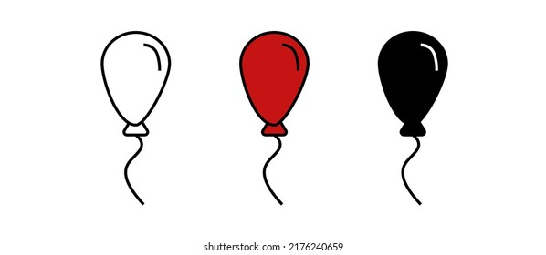 Balloons vector illustration of three icons. White black and red balloon. Icons set.