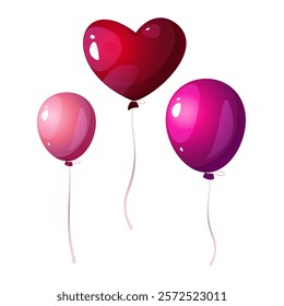 Balloons vector illustrations. Festive isolated elements for holiday design