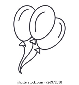 balloons vector line icon, sign, illustration on background, editable strokes