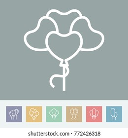 Balloons vector line icons. Holiday and party pictogram.