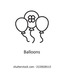 Balloons Vector Outline Icon Design illustration. St Patrick's Day Symbol on White background EPS 10 File