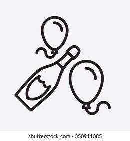 Balloons wedding bottle vector icon