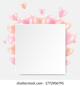 Balloons And White Banner Isolated Transparent Background With Gradient Mesh, Vector Illustration