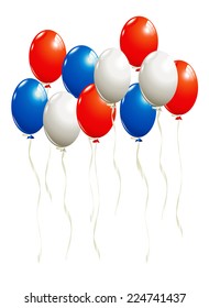 Balloons in white, blue and red