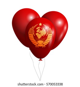 Balloons wish Coat of Arms of Soviet Union. Isolated on white transparent background. Vector illustration, eps 10.