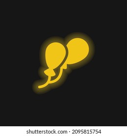 Balloons yellow glowing neon icon
